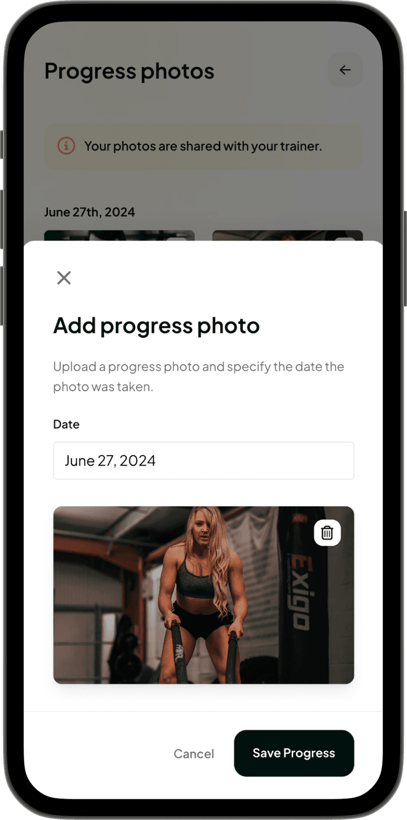 Progress photo uploader