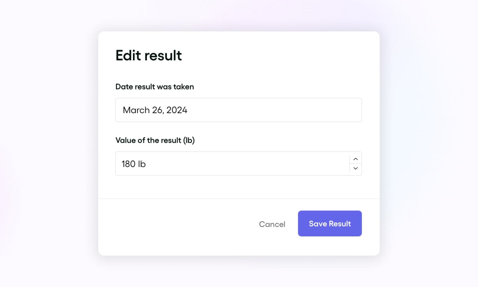 Editing a body metric result