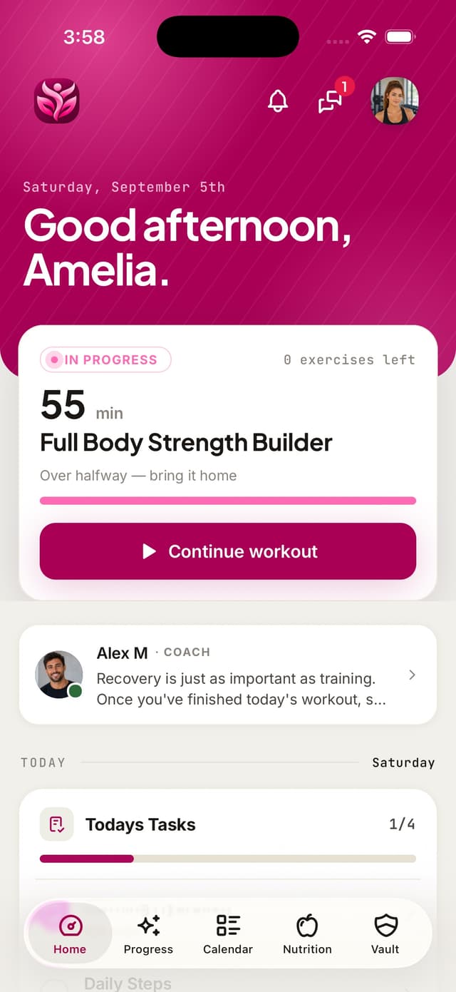 Client-friendly fitness app interface