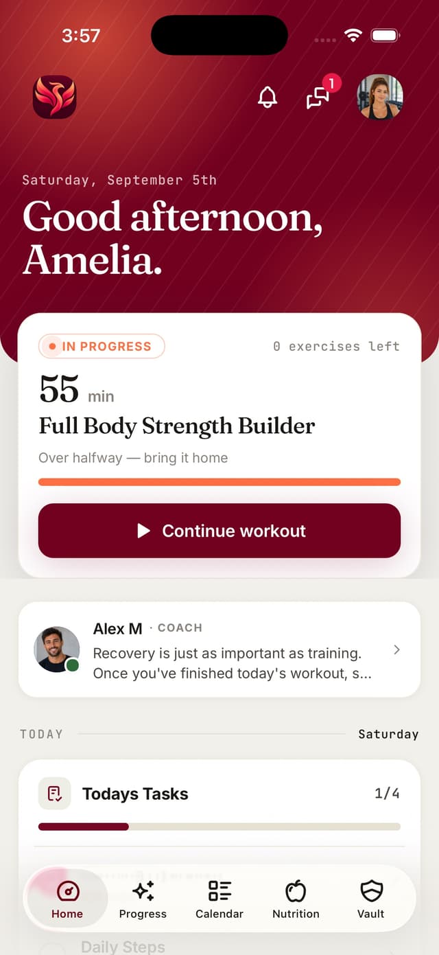 Client-friendly fitness app interface