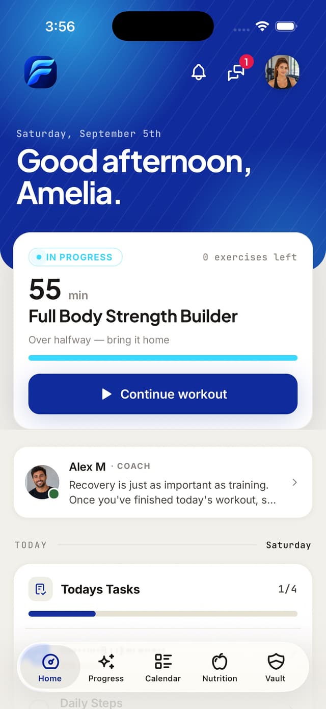 Client-friendly fitness app interface