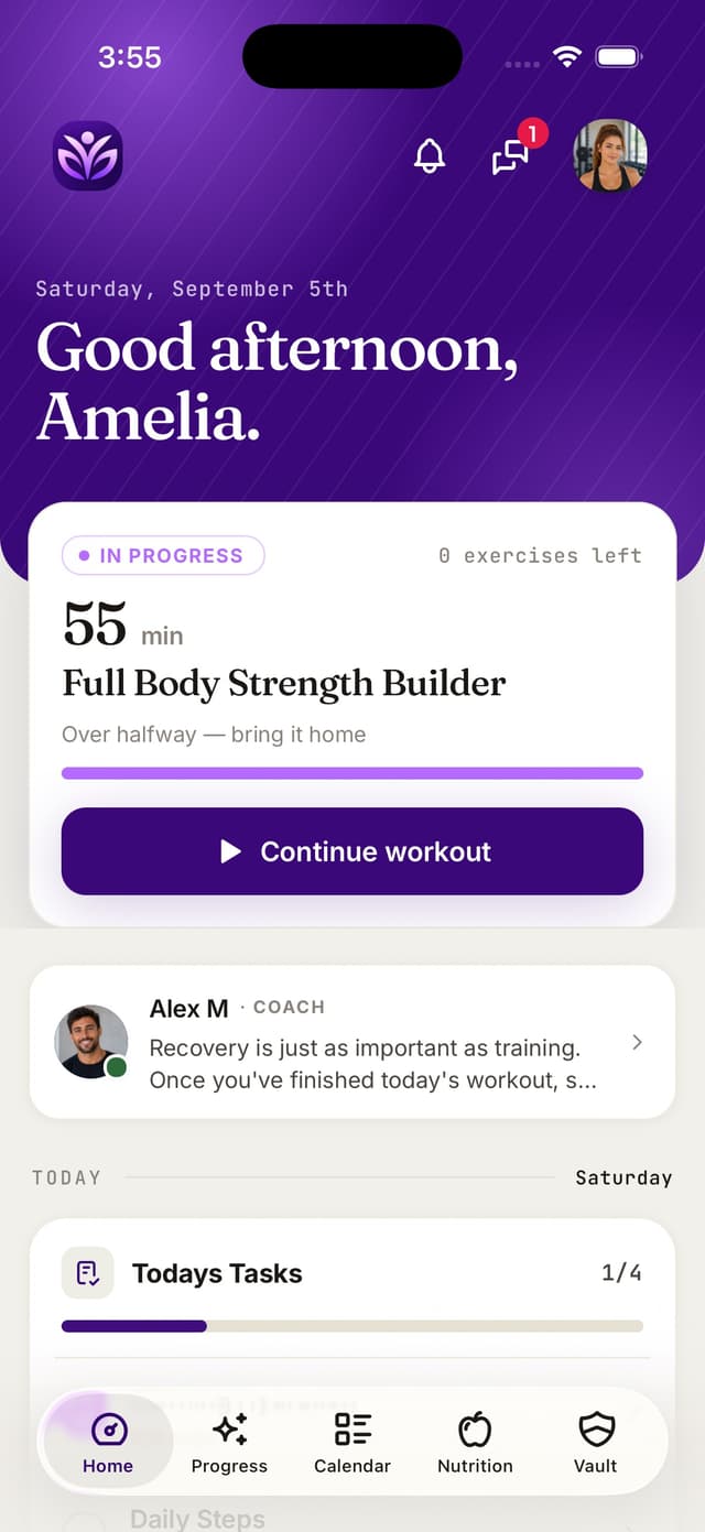 Client-friendly fitness app interface