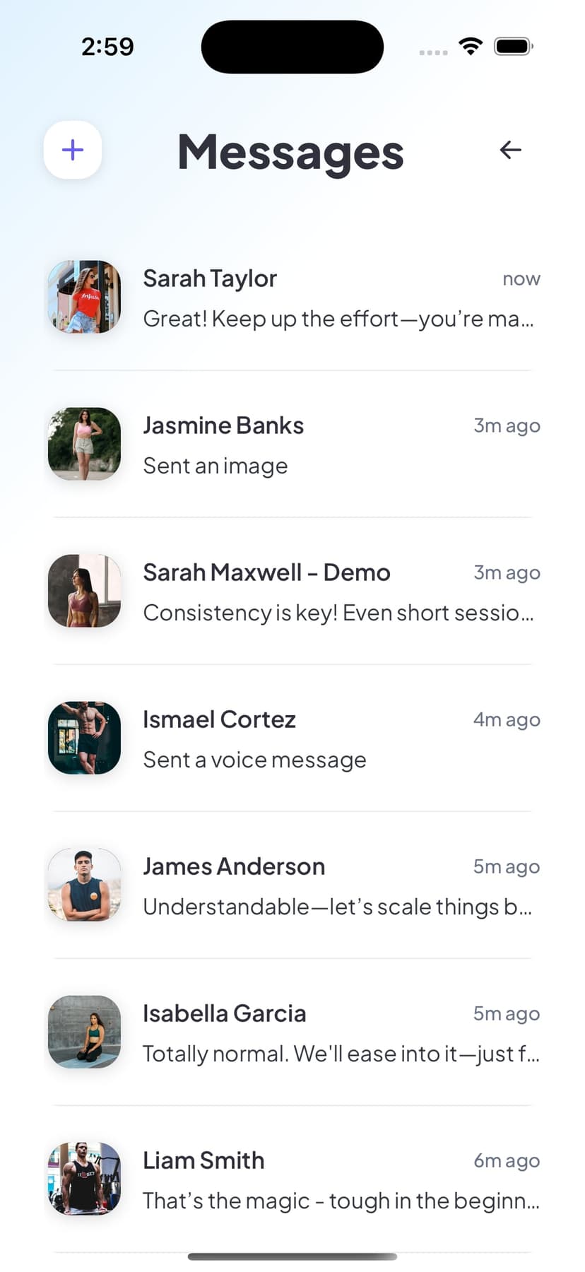 Direct messaging on client workout completion