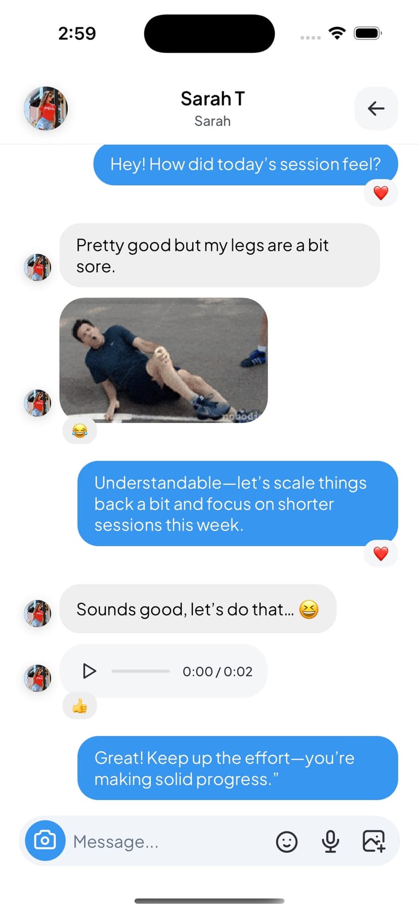 Coach messaging interface with rich media sharing