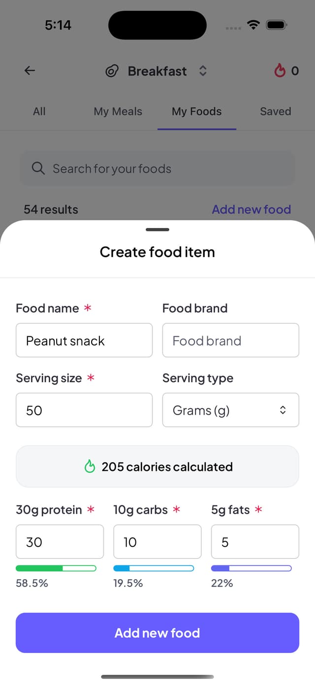 Recipe builder interface 1