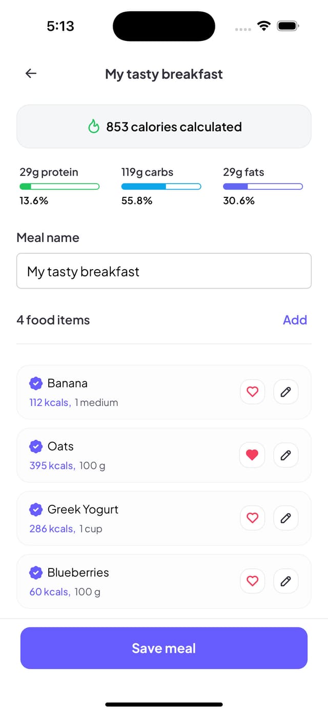Recipe builder interface 2