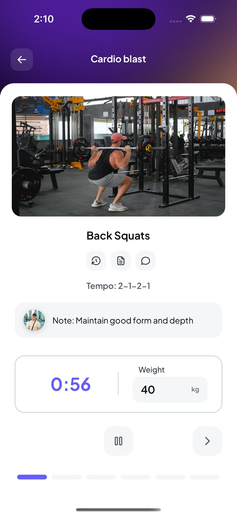 Multiple workout formats including intervals and circuits