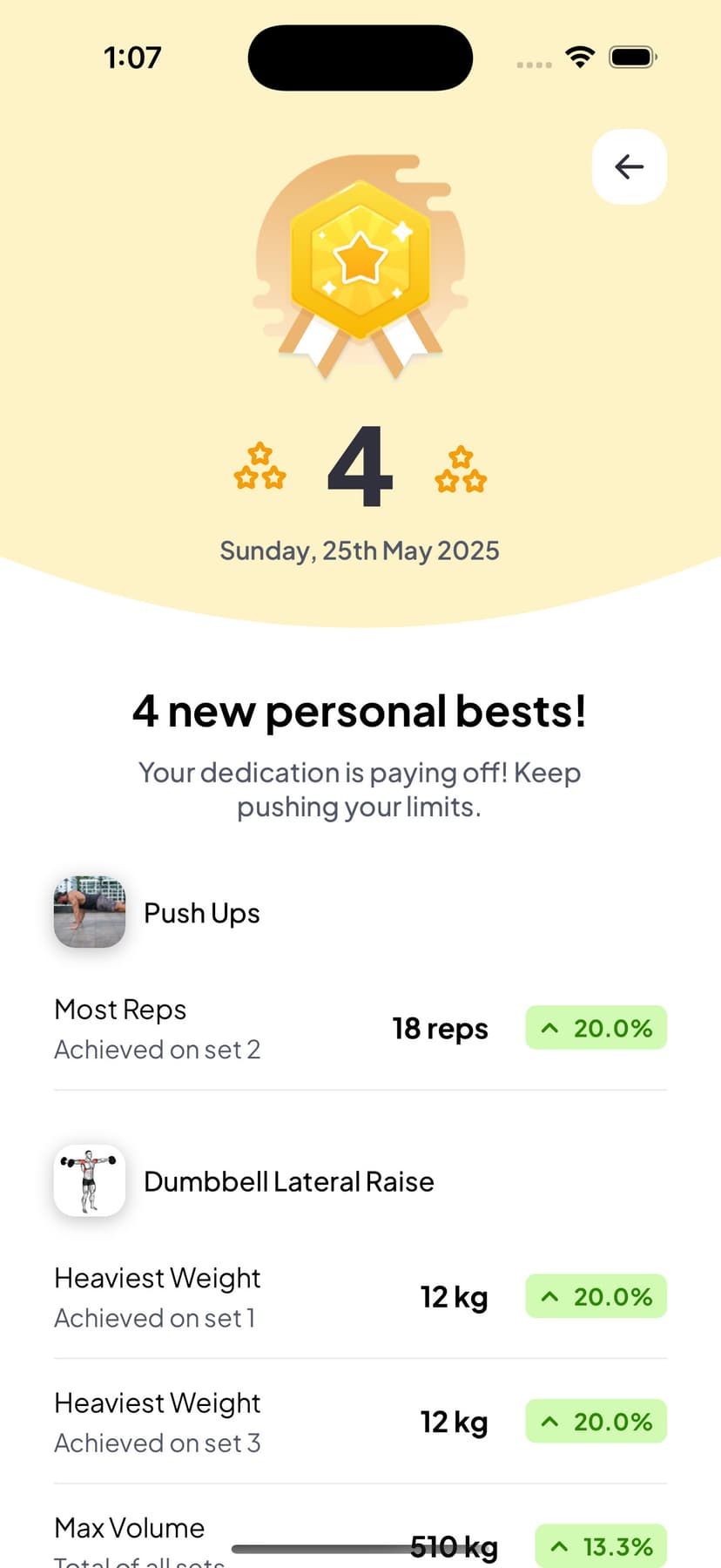 Personal records tracking and achievement display