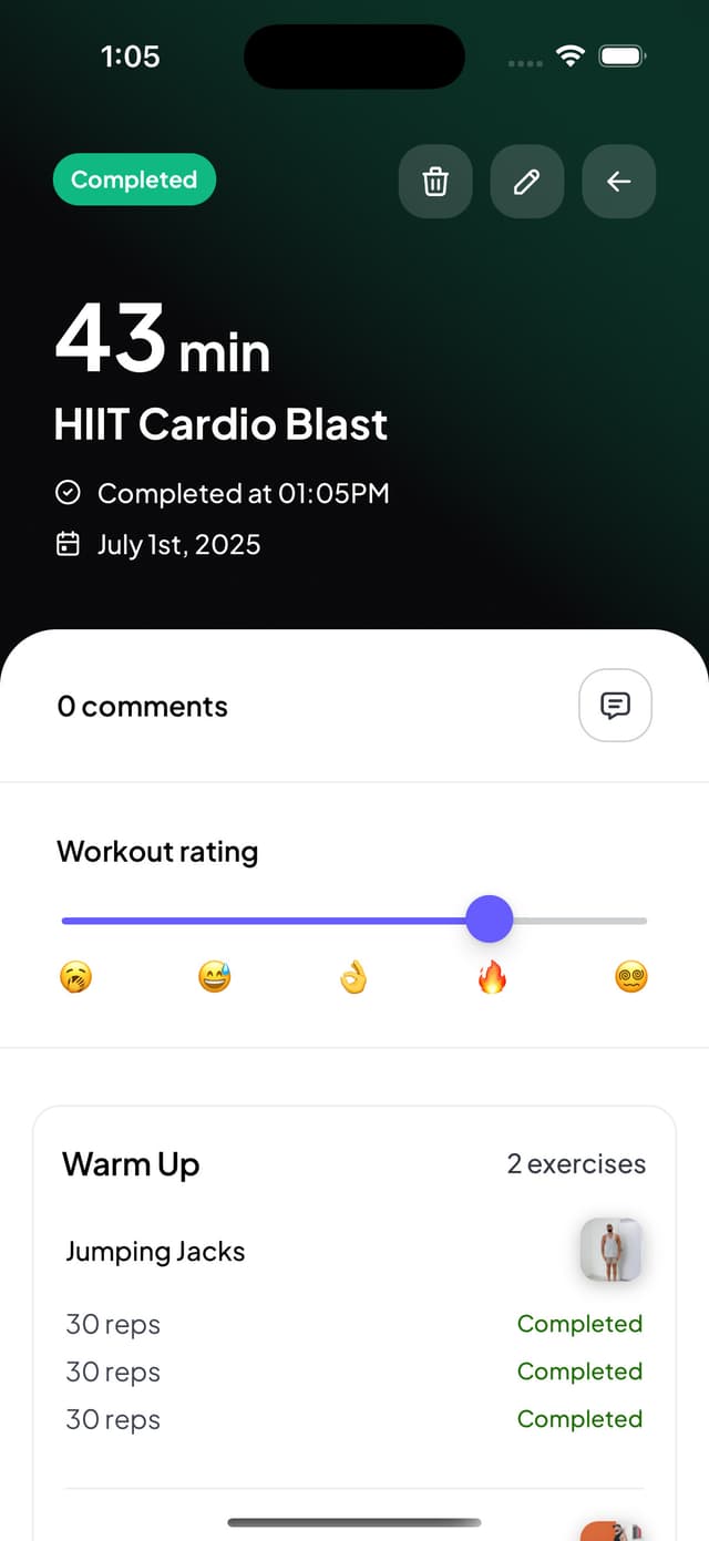 Workout history 2