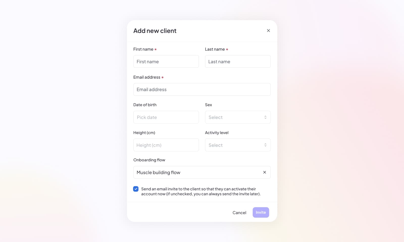 Assigning an onboarding flow to a new client