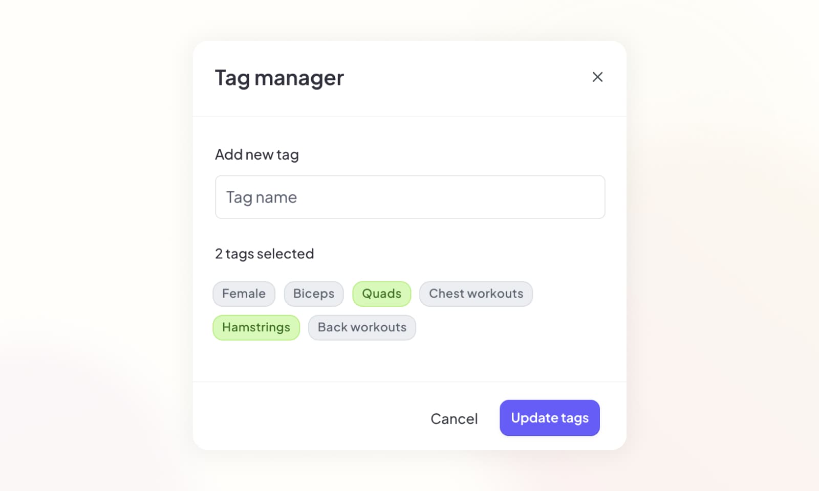 Assigning tags to a workout