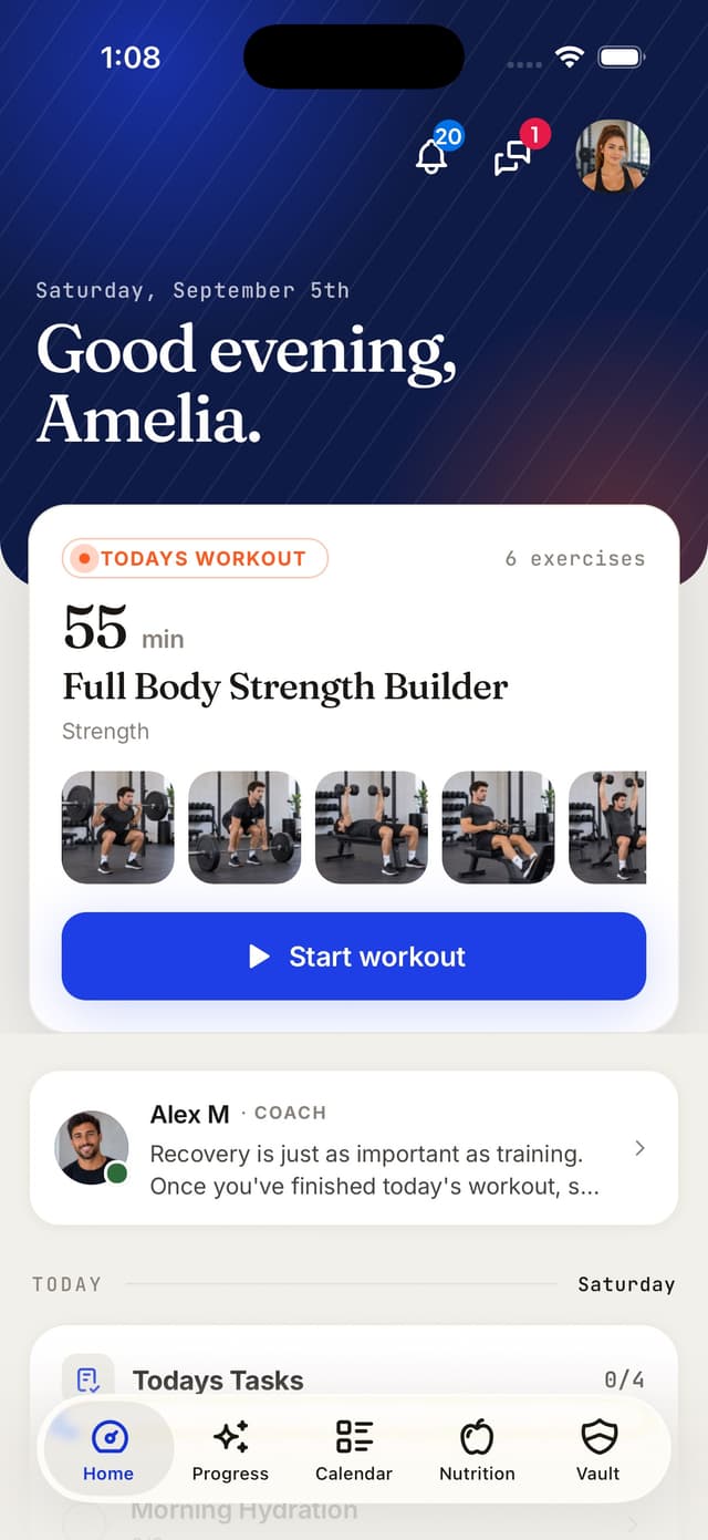 Client app dashboard page