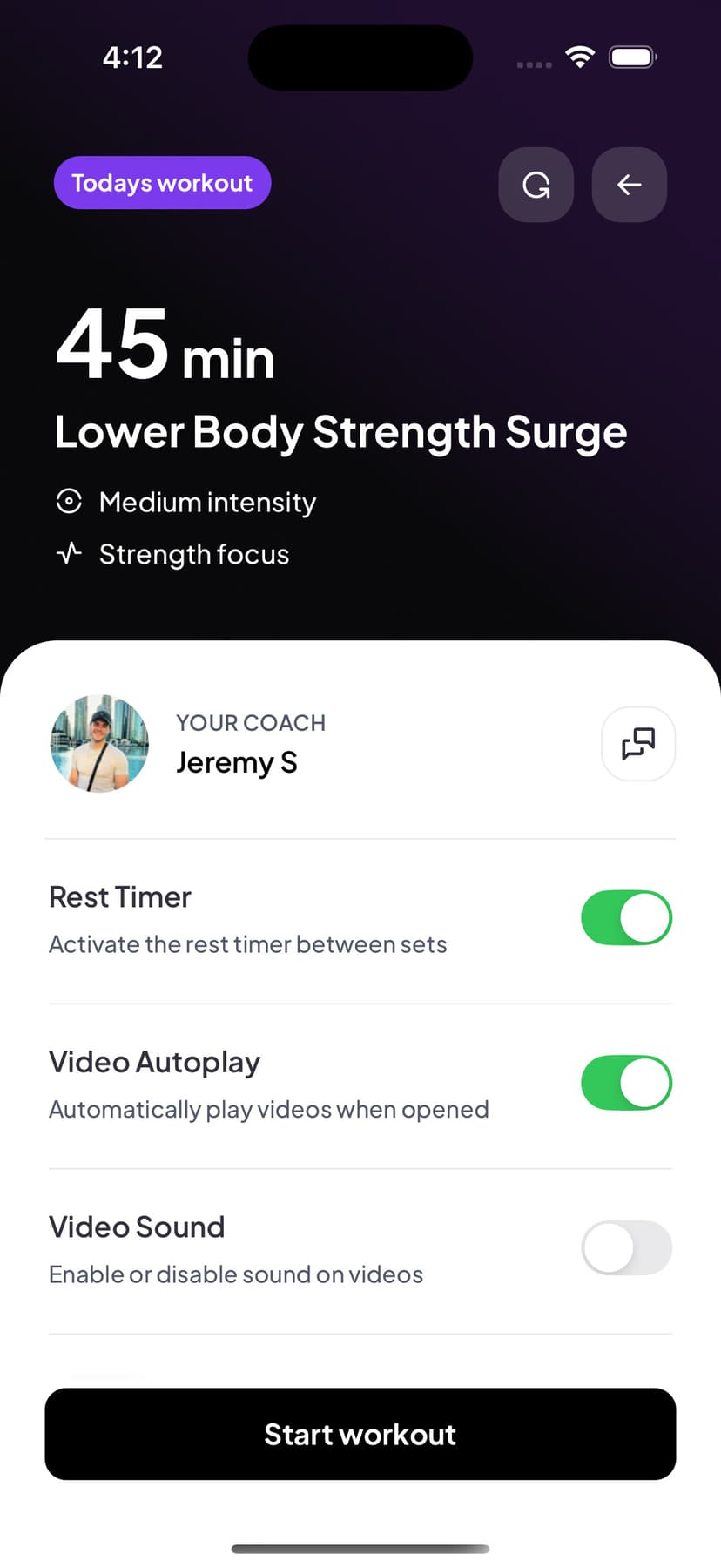 A client completing a workout